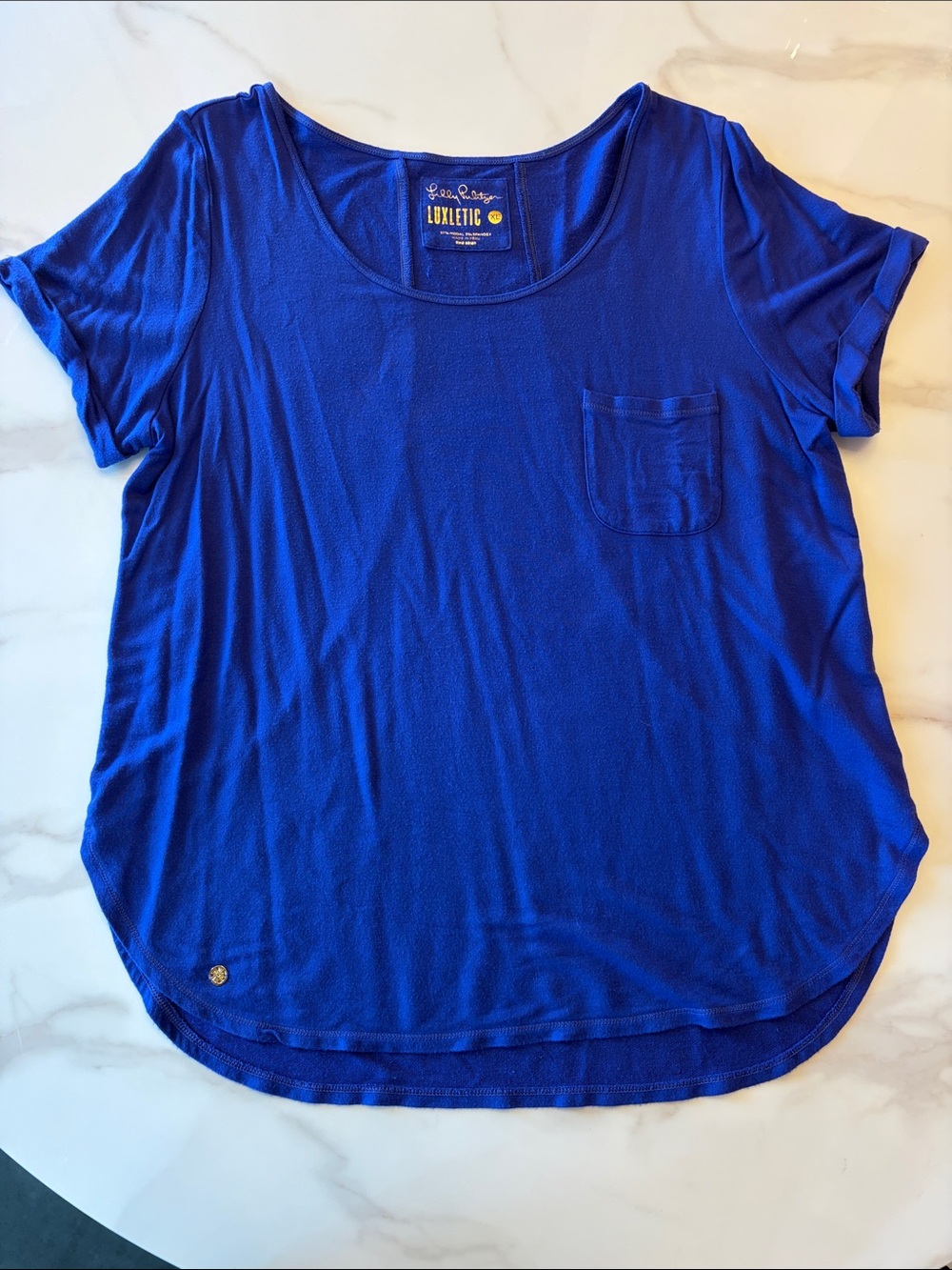 Lilly Pulitzer Royal Blue Short Sleeve Scoop Pocket Tee